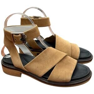 RAG & BONE Slayton Ankle Strap Suede Sandals In Golden Brown Size 37
